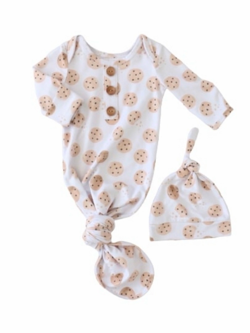 Caden Lane Cookie Crumble Newborn Hat & Knot Gown Set NB